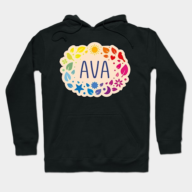 Ava name with colorful leaves Hoodie by WildMeART